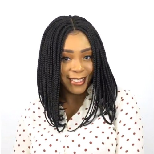 14" Black Short African Braid Synthetic Braided Wigs BW750