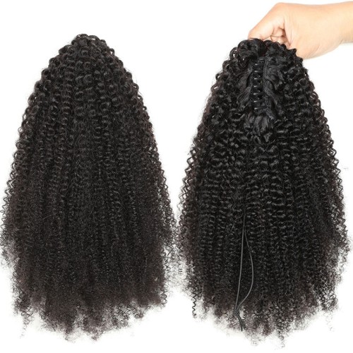 22" Human Hair Claw Clip Afro Curly Ponytail PW1011