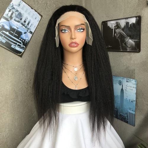Long Kinky Straight Lace Front Human Hair Wigs NH1243