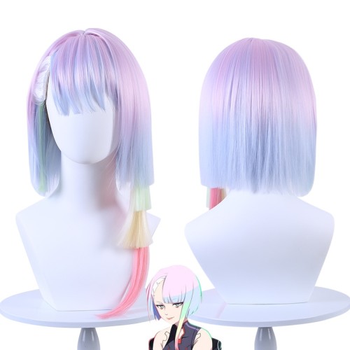 Cyberpunk Edgerunners Lucy  Light Purple Multi-Color Layered Synthetic Cosplay Wigs CW852