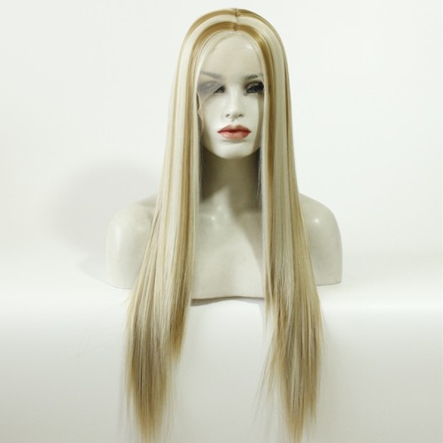 Light Brown Mixed Blonde Straight Lace Front Synthetic Wig LF488