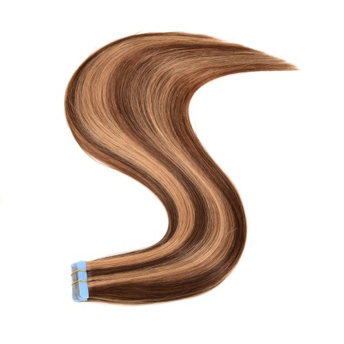 Brown Mixed Golden Human Hair Tape In Hair Extensions PW1079