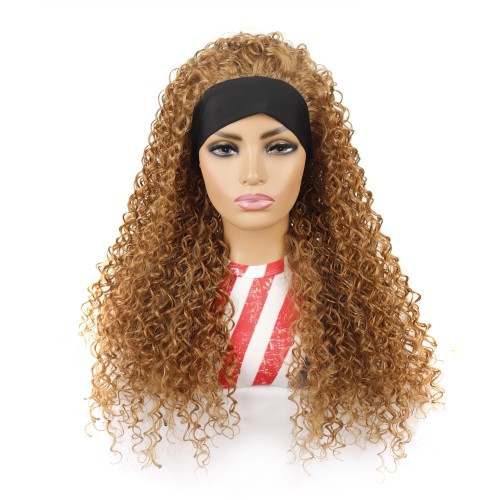 Light Brown Deep Curly Synthetic Headband Wigs HW958