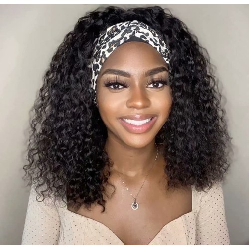 Black African Curly Synthetic Headband Wigs HW939