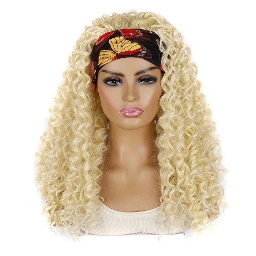 24" Blonde Deep Curly Synthetic Headband Wigs HW950