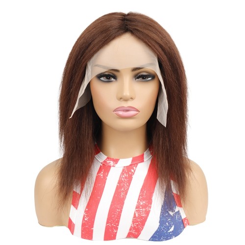 Coffee Brown Straight Lace Front Mixed Human Hair Wigs NH987