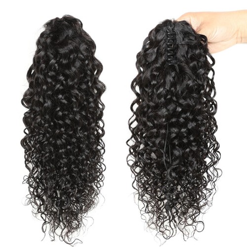 24" Water Wave Human Hair Claw Clip Ponytail PW1013