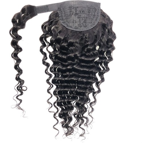 Deep Wave Wrap Around Human Hair Ponytail Extension PW1054